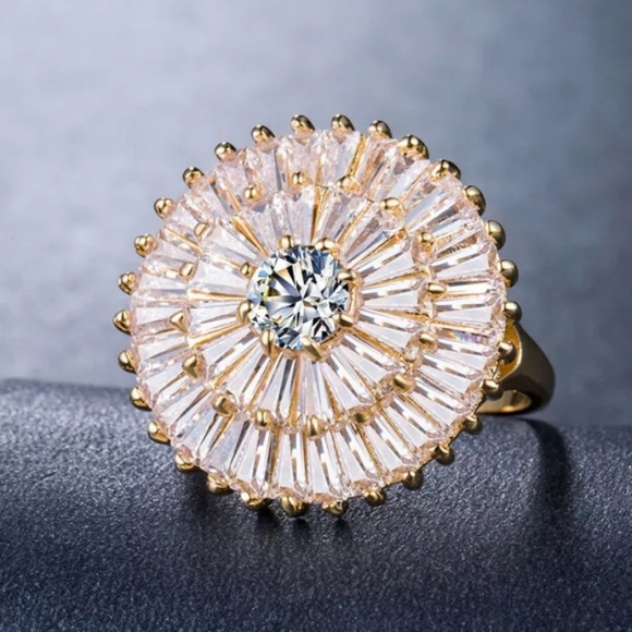 Jewelry - Starburst Baguette Round Vintage Inspired Cocktail Ring